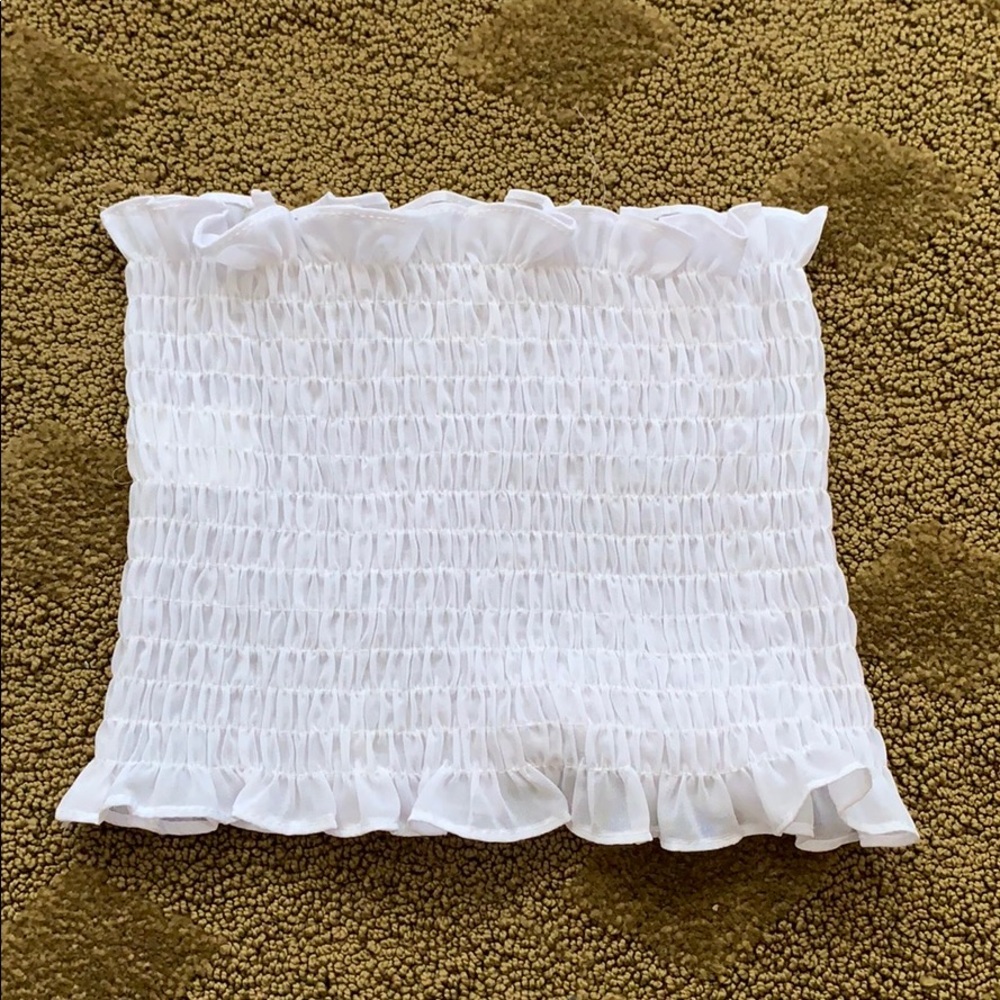 Ruched white tube top